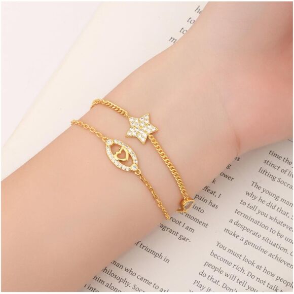 30th Birthday Double Strand Gold & Rhinestone Bracelet w/ Gift Box & Phrase - Picture 2 of 7